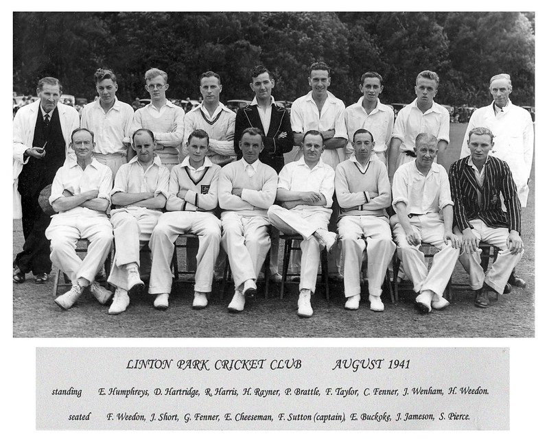 The Linton Park Cricket Club side of August 1941, captained by F. Sutton, with three of the four fallen among the players.